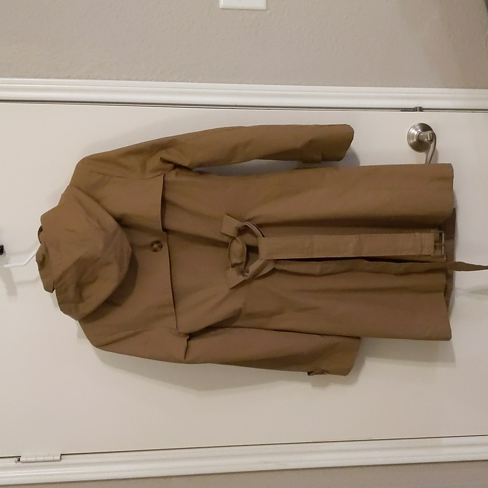 Classic Tommy Hilfiger Double-breasted Trench w/ Hood, Belt,& Pockets sz XS, Tan - Picture 4 of 14
